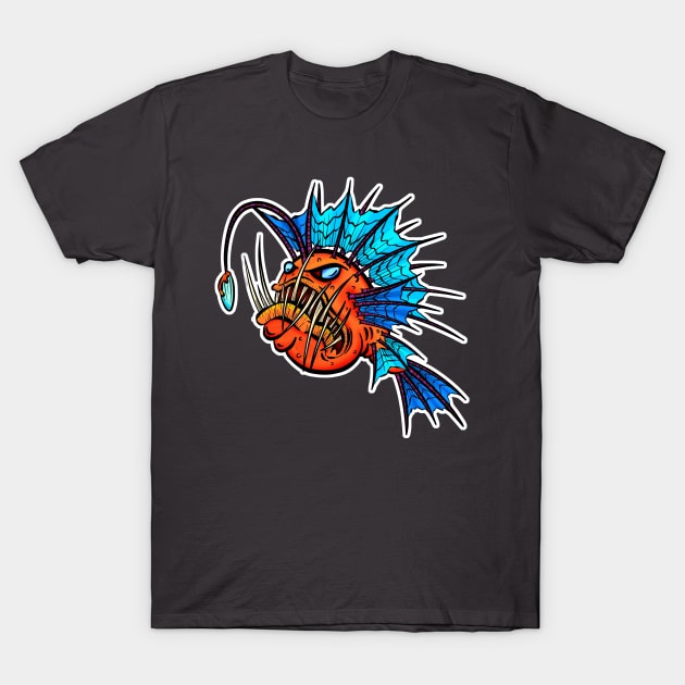 Angry Anglerfish Deep Sea Horror! T-Shirt by Squeeb Creative